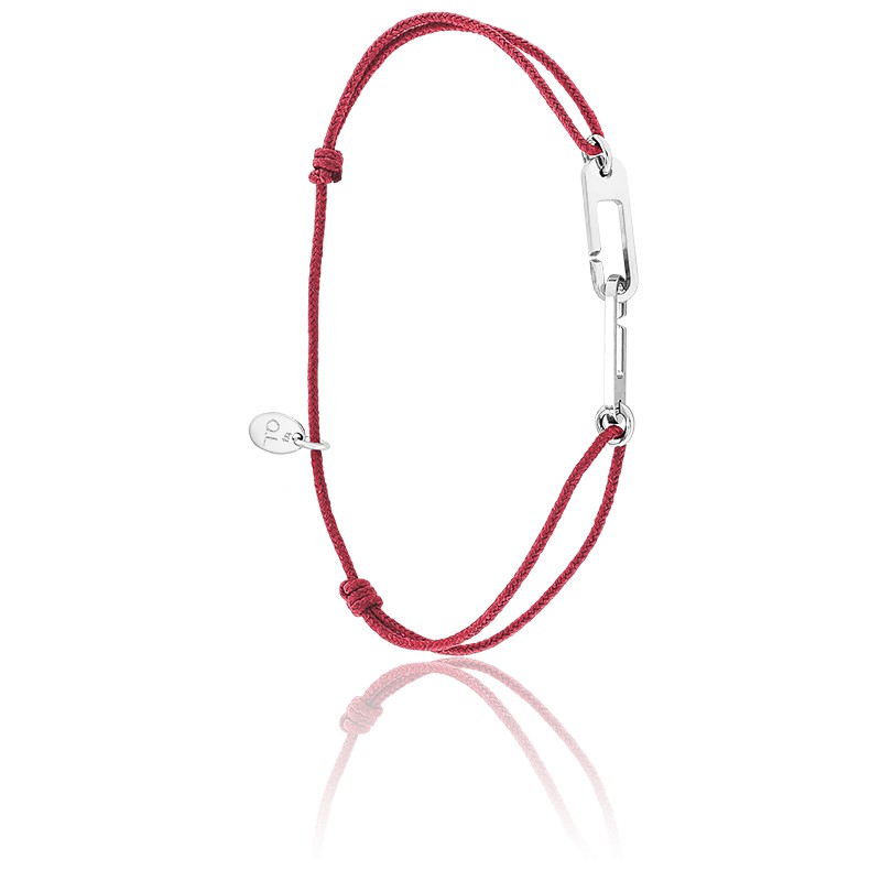 Bracelet osmose cordon rouge & argent By Olivier Lafond   P5BROA.ROU