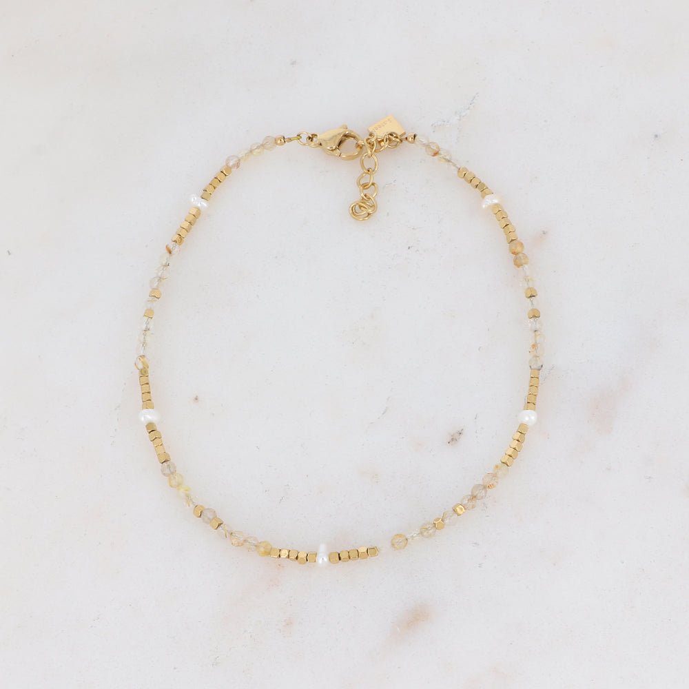 Bracelet de cheville Bracéline doré avec pierres Jaspes Paysages BOHM