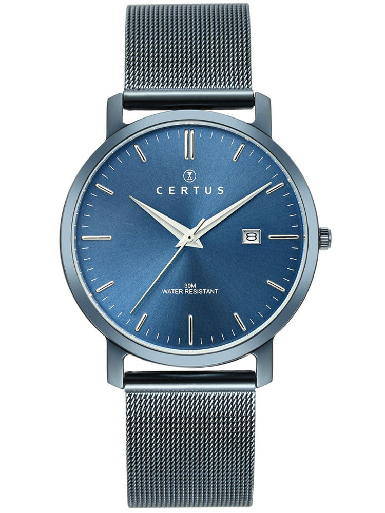 Montre Certus bleue nuit bracelet milanais 616481