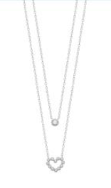 COLLIER ARGENT RHODIE DOUBLE RANGS COEUR OXYDES 87362445
